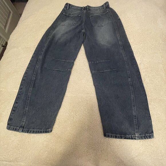 Barrel Leg Jeans PANTS  Womens Size S 29"W 24.5"L‎ Blue Cotton Blend SEAM DETAIL - Picture 15 of 16